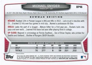 2013 Bowman - Prospects Hometown #BP46 Michael Snyder Back