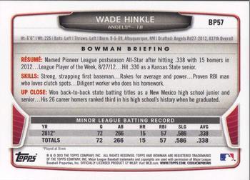 2013 Bowman - Prospects Hometown #BP57 Wade Hinkle Back