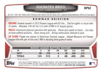 2013 Bowman - Prospects Hometown #BP62 Socrates Brito Back