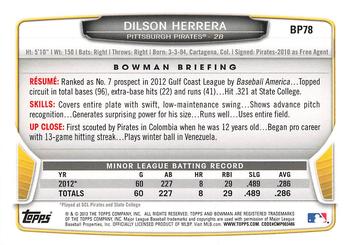 2013 Bowman - Prospects Hometown #BP78 Dilson Herrera Back