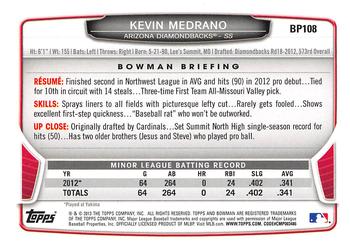 2013 Bowman - Prospects Hometown #BP108 Kevin Medrano Back