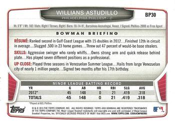 2013 Bowman - Prospects Purple #BP30 Willians Astudillo Back