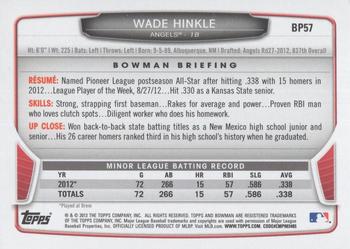 2013 Bowman - Prospects Purple #BP57 Wade Hinkle Back