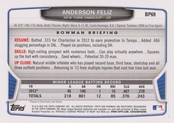 2013 Bowman - Prospects Purple #BP69 Anderson Feliz Back