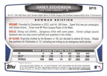 2013 Bowman - Prospects Purple #BP70 Casey Stevenson Back