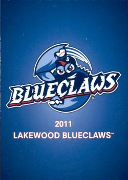 2011 MultiAd Lakewood BlueClaws #1 Checklist Front