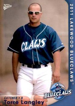 2011 MultiAd Lakewood BlueClaws #18 Torre Langley Front