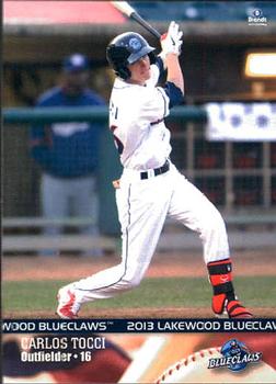 2013 Brandt Lakewood BlueClaws #24 Carlos Tocci Front