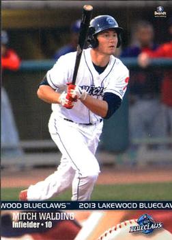 2013 Brandt Lakewood BlueClaws #26 Mitch Walding Front