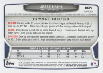 2013 Bowman - Chrome Prospects Blue Wave Refractors #BCP7 Jesse Hahn Back