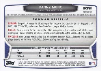 2013 Bowman - Chrome Prospects Blue Wave Refractors #BCP28 Danny Muno Back
