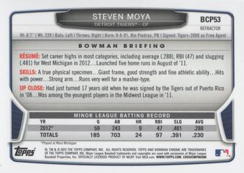 2013 Bowman - Chrome Prospects Blue Wave Refractors #BCP53 Steven Moya Back