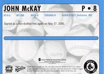 2000 Multi-Ad Utica Blue Sox #8 John McKay Back