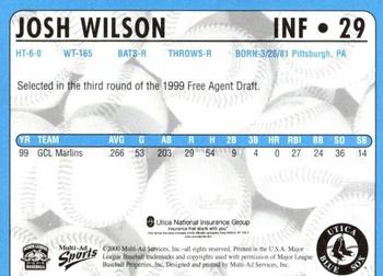 2000 Multi-Ad Utica Blue Sox #29 Josh Wilson Back