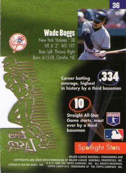 1996 Topps Laser #36 Wade Boggs Back