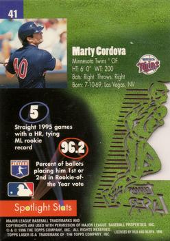 1996 Topps Laser #41 Marty Cordova Back