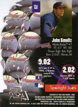 1996 Topps Laser #62 John Smoltz Back