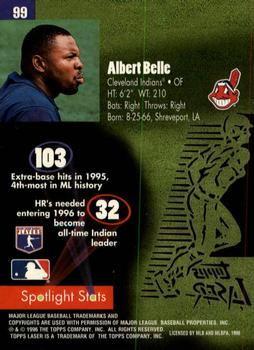 1996 Topps Laser #99 Albert Belle Back