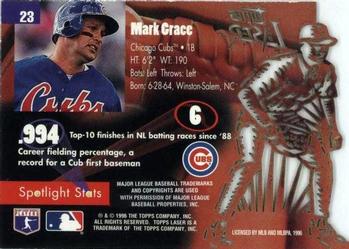 1996 Topps Laser #23 Mark Grace Back