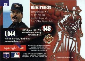 1996 Topps Laser #88 Rafael Palmeiro Back