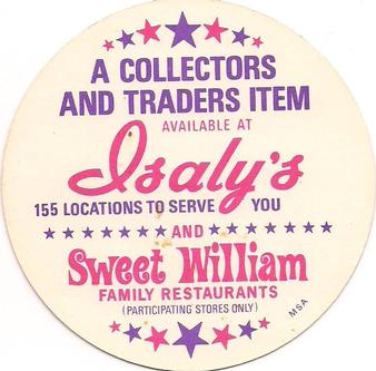 1976 Isaly's/Sweet William Discs #NNO Nolan Ryan Back