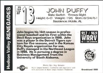 1999 Grandstand Hudson Valley Renegades #NNO John Duffy Back