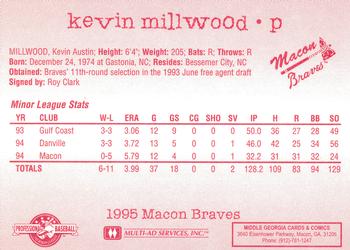 1995 Multi-Ad Macon Braves #NNO Kevin Millwood Back