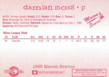 1995 Multi-Ad Macon Braves #NNO Damian Moss Back