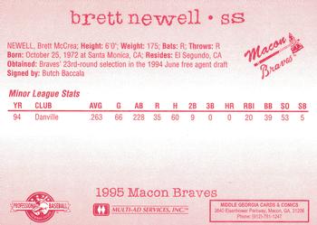 1995 Multi-Ad Macon Braves #NNO Brett Newell Back