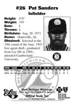 1995 West Michigan Whitecaps #NNO Pat Sanders Back