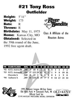 1995 Midwest League All-Stars #NNO Tony Ross Back