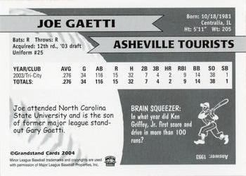 2004 Grandstand Asheville Tourists #NNO Joe Gaetti Back