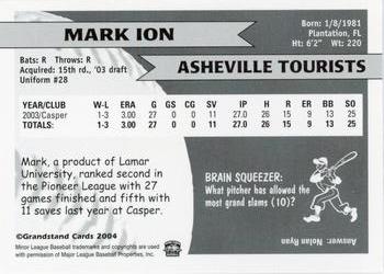 2004 Grandstand Asheville Tourists #NNO Mark Ion Back