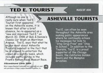 2004 Grandstand Asheville Tourists #NNO Ted E. Tourist Back