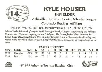 1995 Asheville Tourists #NNO Kyle Houser Back