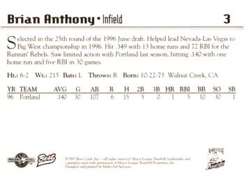 1997 Best Asheville Tourists #3 Brian Anthony Back