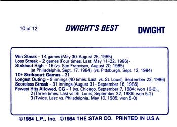 1988 Star Dwight Gooden (Blue) #10 Dwight Gooden Back