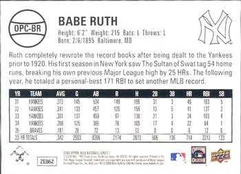 2008 Upper Deck - 1969 O-Pee-Chee Reprints #OPC-BR Babe Ruth Back