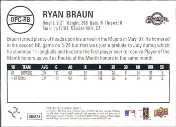 2008 Upper Deck - 1969 O-Pee-Chee Reprints #OPC-RB Ryan Braun Back