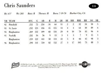 1996 Best AA All-Stars #14 Chris Saunders Back