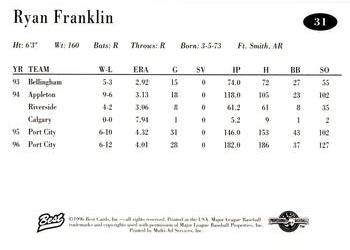 1996 Best AA All-Stars #31 Ryan Franklin Back