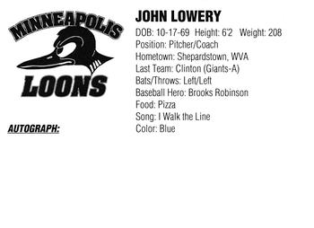 1994 Minneapolis Loons #NNO John Lowery Back