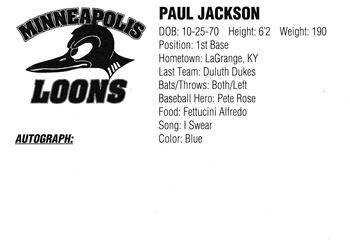 1994 Minneapolis Loons #NNO Paul Jackson Back
