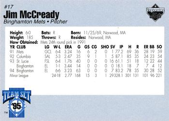 1995 Binghamton Mets #NNO Jim McCready Back