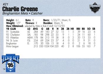 1995 Binghamton Mets #NNO Charlie Greene Back