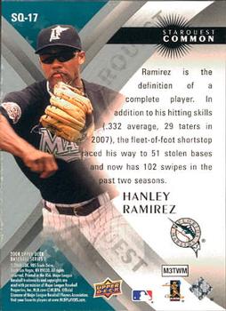 2008 Upper Deck - StarQuest Common #SQ-17 Hanley Ramirez Back