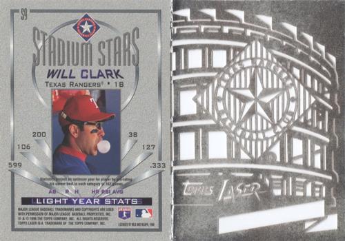 1996 Topps Laser - Stadium Stars #S9 Will Clark Back