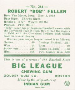1985 Galasso 1938 Goudey Heads Up (reprint) #264 Bob Feller Back