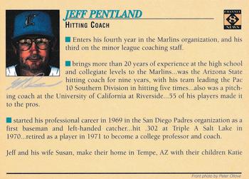 1995 Portland Sea Dogs #NNO Jeff Pentland Back