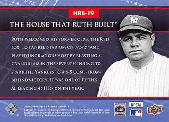 2008 Upper Deck - The House that Ruth Built #HRB-19 Babe Ruth Back